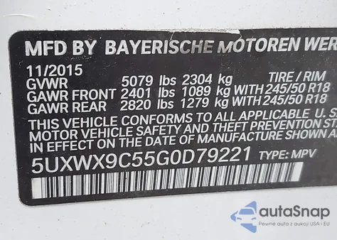 2016 BMW X3 xDrive28I из США, поврежденный, VIN 5UXWX9C55G0D79221